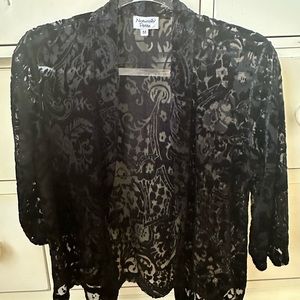 Black medium long sleeve cover up